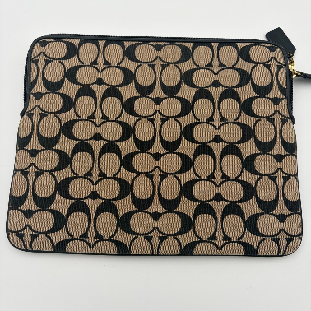 Coach Signature Laptop Computer Sleeve Case Bag All Over Zippered Brown - Picture 5 of 6